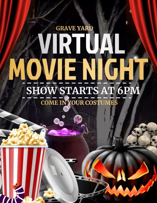 halloween movie night ,cinema Flyer (US Letter) template