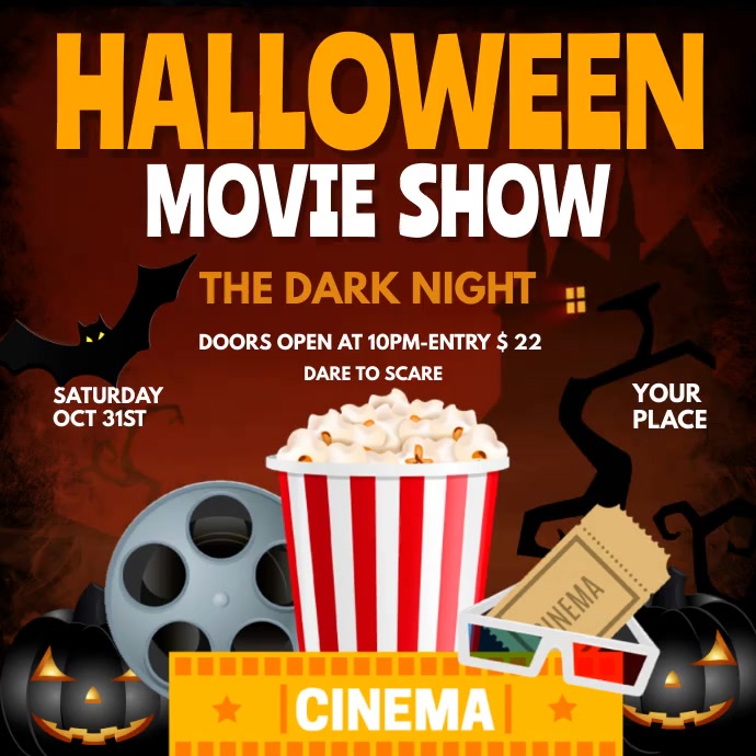 halloween movie night Template PosterMyWall