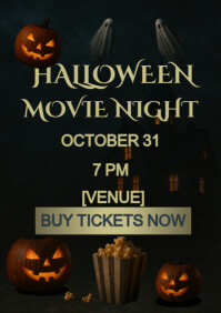 Halloween Movie Night A4 template