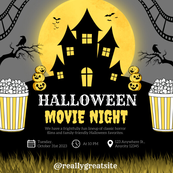 Movie Night Email Example Halloween Movie Night Template | PosterMyWall