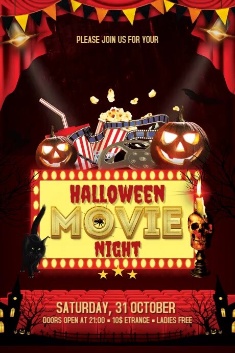 Halloween Movie Night 横幅 4' × 6' template