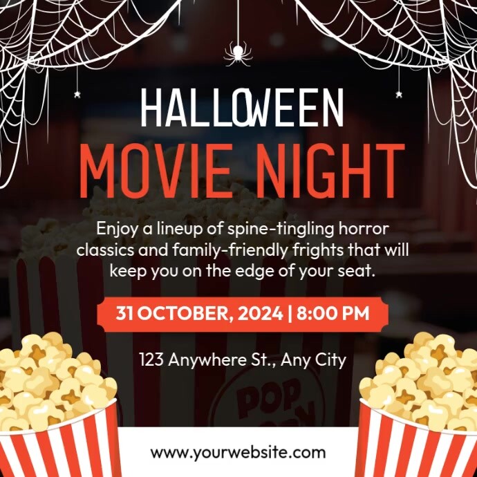 Halloween Movie Night Publicação no Instagram template