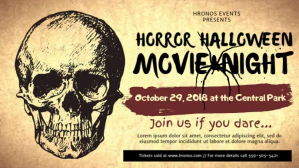 Orange Horror Halloween Movie Night Facebook Cover Video Template