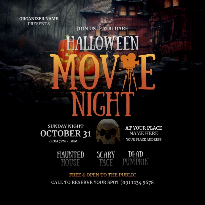 Halloween Movie Night Instagram Post template