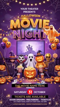 Halloween Movie Night Party Instagram Story template