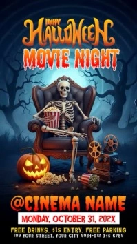 Halloween Movie Night Poster Template Instagram Story