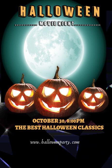 Halloween movie night template design Banner 4' × 6'