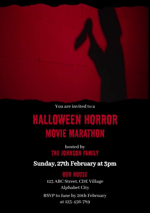 Halloween Movie Party Template A4