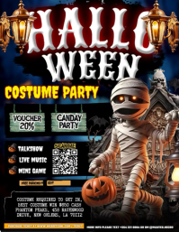 Zwart Halloween Costume Party ใบปลิว Template