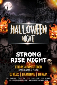 Halloween Night Club Party Poster Template – Spooky DJ Event Flyer Banner 4' × 6'