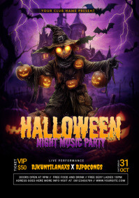 Noir Halloween Night Music Party A5 Template