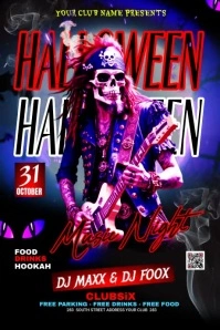 Halloween night music party video flyer Affiche template