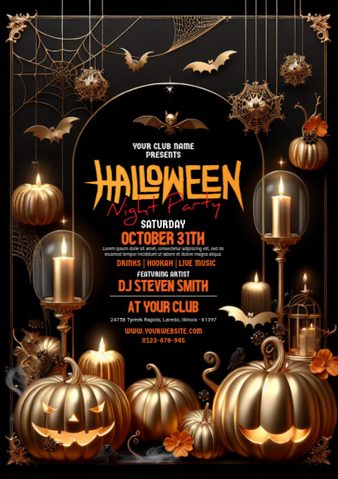 Halloween Night Party A4 Flyer Template | PosterMyWall