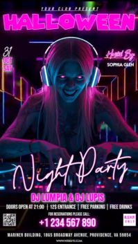 Purple Halloween Night Party Digital Display Template