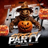 Zwart Halloween Street Party Wpis na Instagrama Template