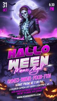 Purple Halloween Music Night Instagram Reel Template