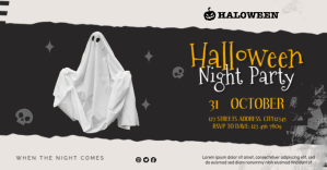 Black Halloween Night Party ภาพที่แชร์บน Facebook Template