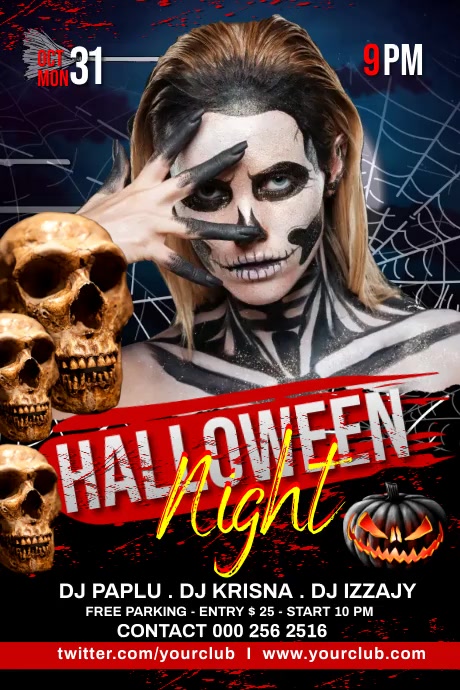 Halloween Night Party Banner 4' × 6' template