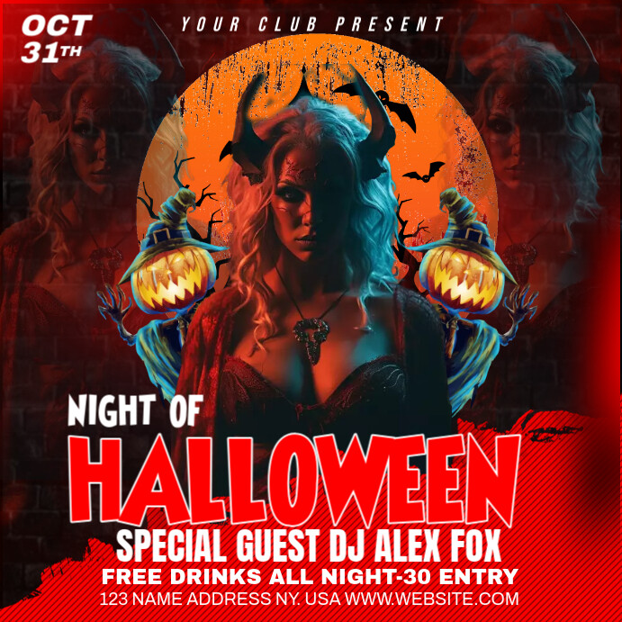 Halloween Night Party Instagram 帖子 template