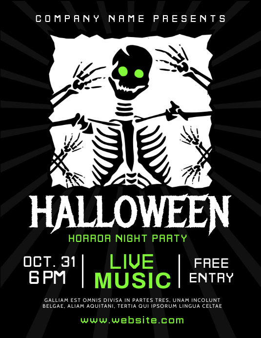 Halloween night party flyer black and white a Template | PosterMyWall