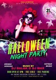 Halloween Night Party flyer A4 template