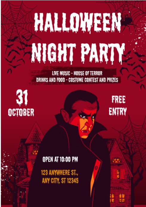 Halloween night party flyer A4 template