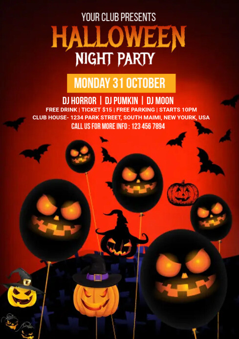 Halloween night party flyer Template | PosterMyWall