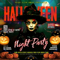 Halloween night party flyer Persegi (1:1) template
