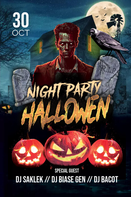 Halloween Night party Flyer Template | PosterMyWall