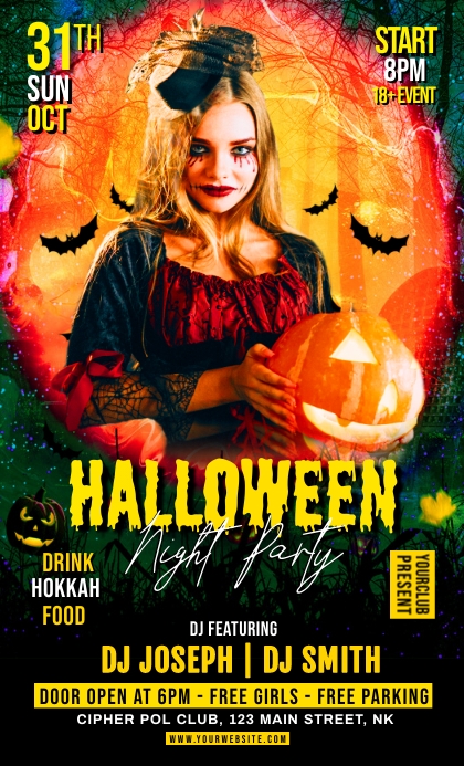 Halloween Night Party flyer Template | PosterMyWall
