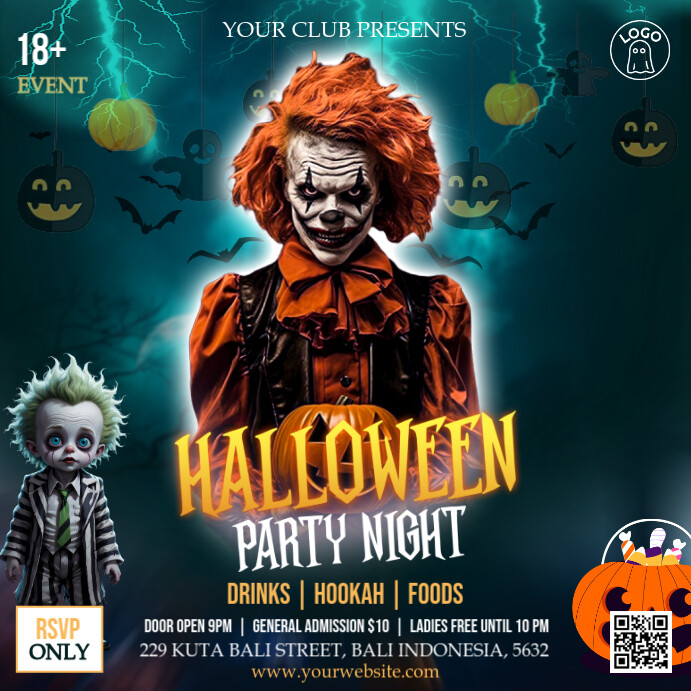 Halloween Night Party Flyer Design Template | PosterMyWall
