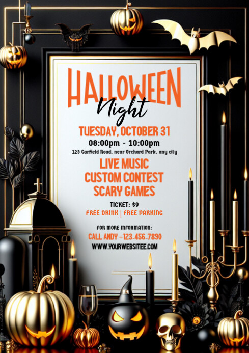 Halloween Night Party Flyer Template A4 | PosterMyWall