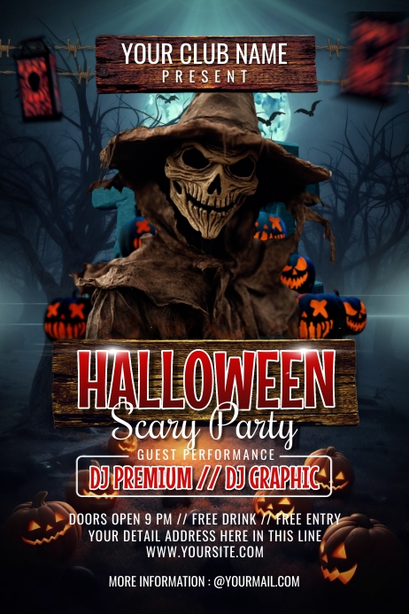 Halloween Night Party Flyer Template Cartaz