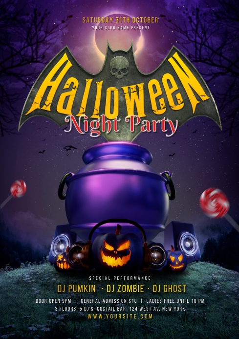 Halloween Night Party Flyer Template | PosterMyWall