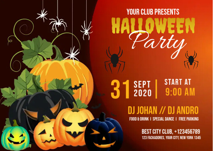 Halloween Night Party Postcard Pocztówka template