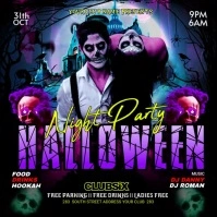 Halloween night party video flyer Square (1:1) template