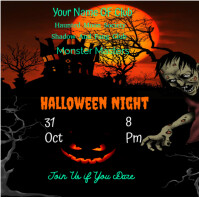 Hitam Halloween Nighty Logotyp Template