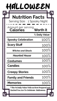 HALLOWEEN NUTRITION FACTS Business Card template