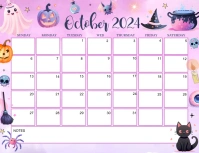 Halloween October 2024 Calendar, EDITABLE Oct Flyer (US Letter) template