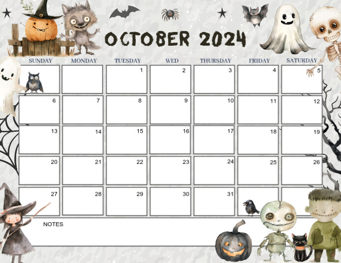 Halloween October 2024 Calendar Template PosterMyWall halloween-october-2024-calendar-template-postermywall