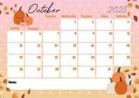 Halloween October 2025 Calendar A4 template
