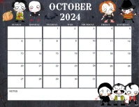 Halloween October Calendar 2024 Flyer (US Letter) template