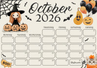 Blanc Halloween Calendar A4 Template