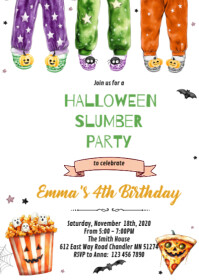 Halloween Pajama Party Invitation A6 template