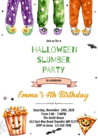 Halloween Pajama Party Invitation A6 template