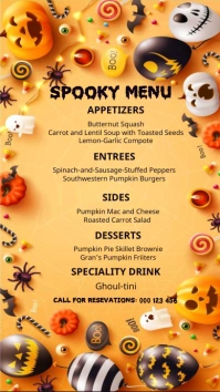 Halloween party, menu,event Digital Display (9:16) template
