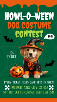 Green Halloween Dog Costume Contest Instagram-verhaal Template