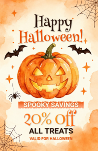 Желтый Halloween Sale Tabloid Template