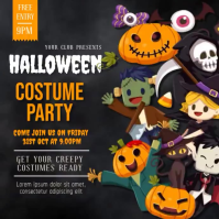 Czarny Halloween Costume Party Vierkant Template