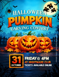 Black Halloween Night Party Løbeseddel Template